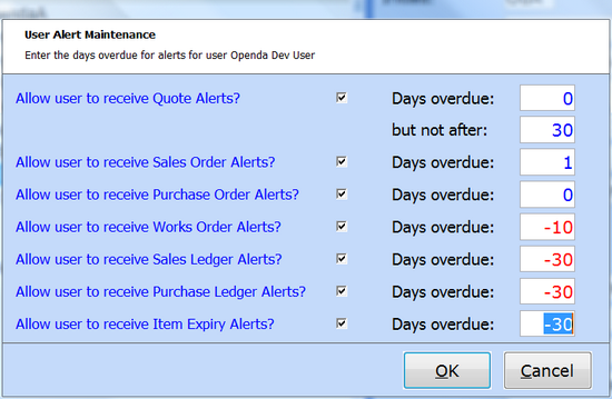user alerts
